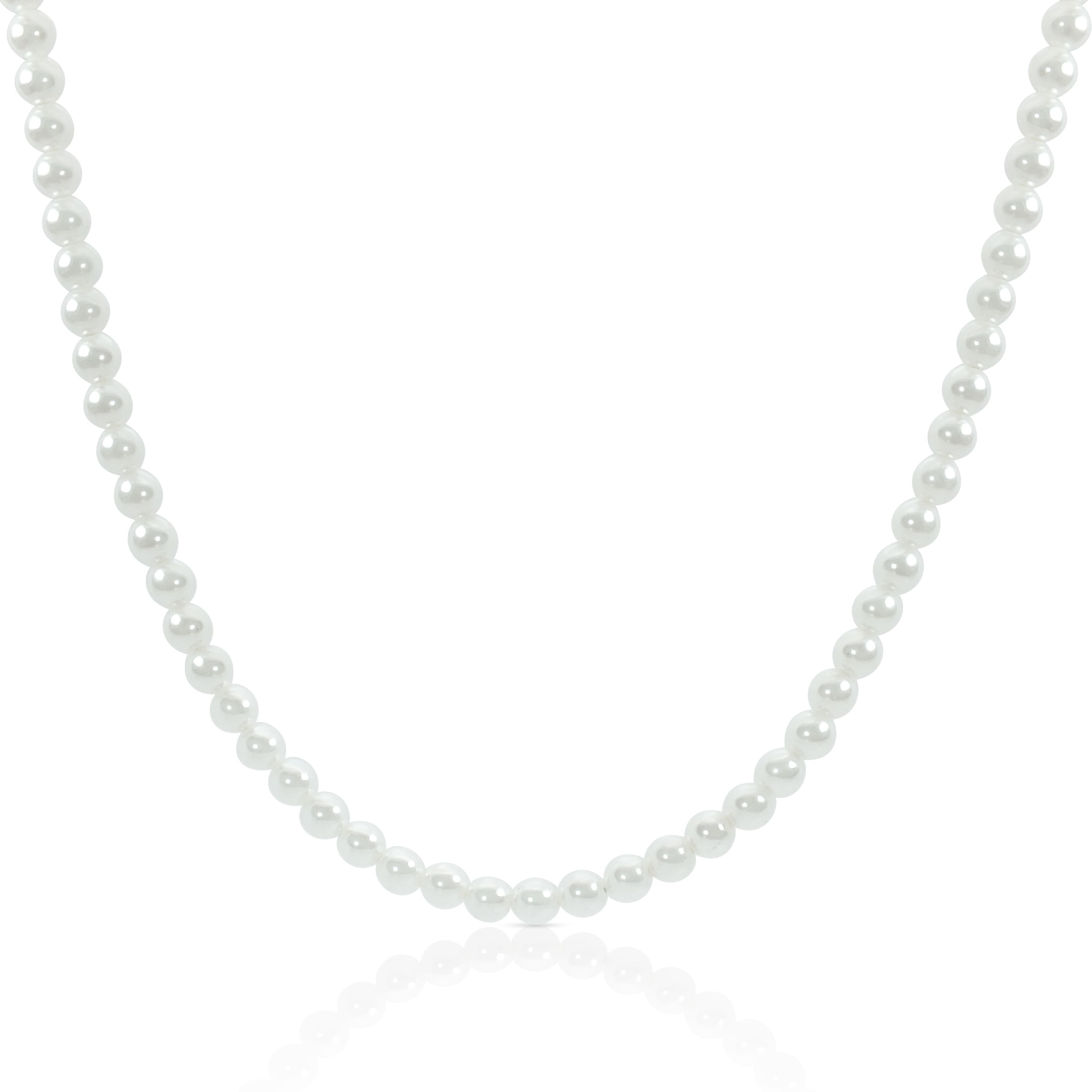 Collar de perlas autenticas 6mm - plata