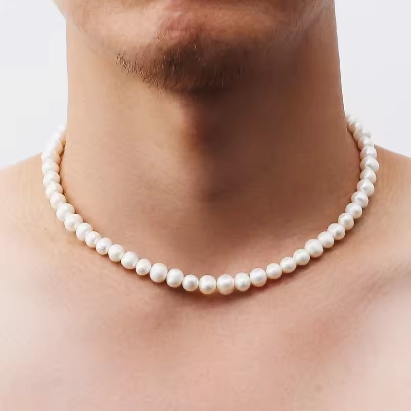 Collar de perlas autenticas 6mm - plata